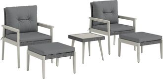 OUTSUNNY 5 Pieces Rattan Patio set with Acacia Wood Top Coffee Table | TJ Hughes