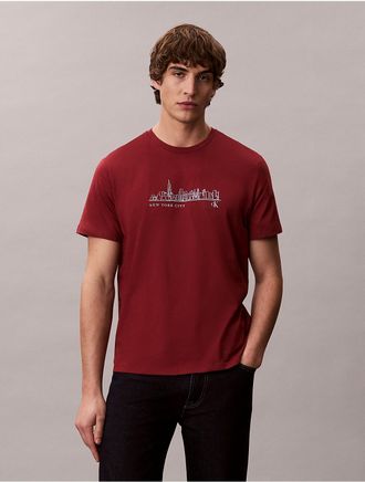 Calvin Klein Jeans Calvin Klein Mens City Skyline Graphic Classic T-Shirt - Red - 2XL