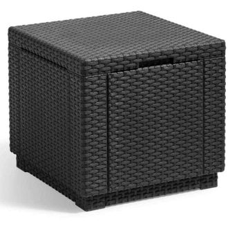 Allibert Tavolo cubo Allibert jardin in rattan intrecciato con contenitore da 60 l - 42x42x39 cm - Grafite