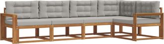 vidaXL Conjunto De Sof&aacute;s De Exterior 5 Uds. Natural Y Gris Claro Vidaxl