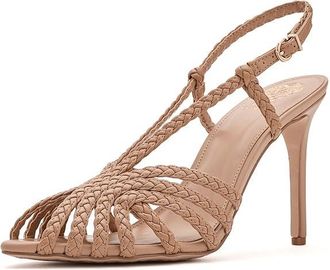 Vince Camuto Hannie Caged Toe Slingback Peep Toe Sandals Womens Sandals Milk Tea : 8.5 M, Faux Leather