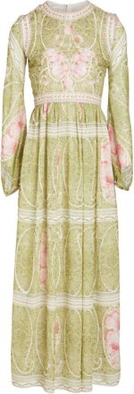 Giambattista Valli Peonies-print silk georgette dress - women - Silk - 44 - Green