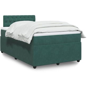 vidaXL Cama Box Spring Con Colch&oacute;n Terciopelo Verde Oscuro 120x200 Cm Vidaxl
