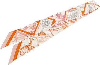Hermès 2020-2025 Le Philateliste du Faubourg Silk Twilly Scarf scarves - Orange