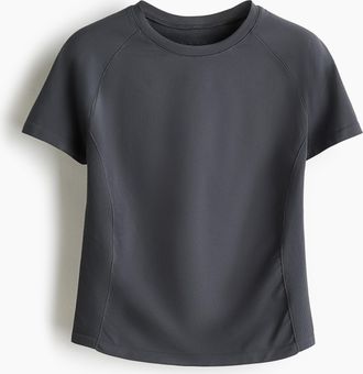 H&M Nahtloses Sport-T-Shirt mit DryMove in Slim Fit - Grau