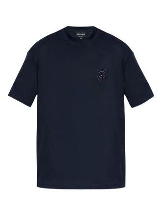 Giorgio Armani embroidered short-sleeve T-shirt - men - Cotton - 54 - Blue