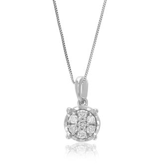 Vir Jewels 1/10 cttw Lab Grown Diamond Composite Pendant Necklace in Sterling Silver with Chain For Women
