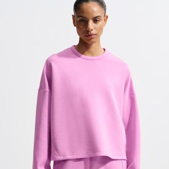 Nike Womens 24.7 ImpossiblySoft Dri-FIT Oversized Crew-Neck Top in Purple | HQ8193-503