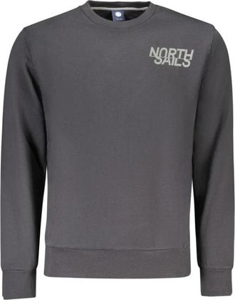 North Sails Katoenen sweatshirt met geribbelde manchetten - Heren - Sweatshirts - Zwart - 2XL - Katoen - Hoodies & sweatvesten