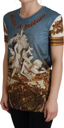 Dolce & Gabbana Womens Multicolor Dg Logo Angel Printed Shirt Top Cotton