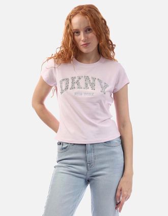 DKNY Womens Arched Dome STU T-Shirt - Multi/Black - Size: 18/16