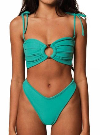 Montce Swim Binded Thong Bikini Bottom In Teal