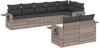 vidaXL Vidaxl - Set De Sof&aacute;s De Jard&iacute;n 8 Pzas Y Cojines Rat&aacute;n Sint&eacute;tico Gris
