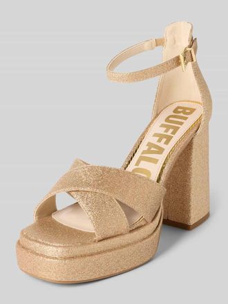 Buffalo Sandalette aus Leder mit Blockabsatz Modell MAY in Gold, Gr&ouml;&szlig;e 37