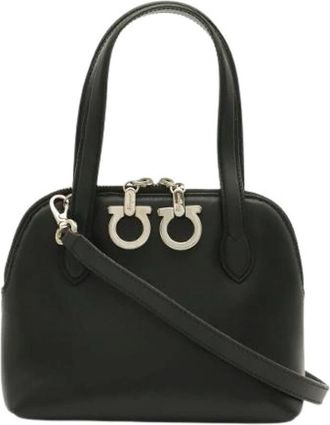 Ferragamo Pre-owned Gancini Leder 2way Tas - Dames - Vintage Handtas - Zwart - ONE Size - Leer - Vintage