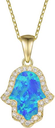 Rachel Glauber 14K Plated Cz Pendant Necklace