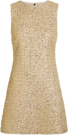 Alice & Olivia Cade Metallic-weave Tweed Mini Dress - Gold - 12 (UK16 / XL)