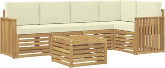 vidaXL Conjunto De Sof&aacute;s De Exterior 6 Uds. Blanco Y Crema Poli&eacute;ster Vidaxl