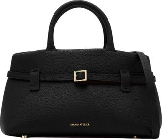 Manu Atelier Black Le Cambon 25 Hammered Leather Shoulder Bag