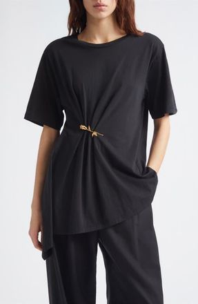 EENK Front Rose Brooch T-Shirt in Black at Nordstrom, Size X-Small