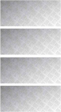 vidaXL Checker Plates 4 pcs Silver 70 x 30 cm Aluminium vidaXL