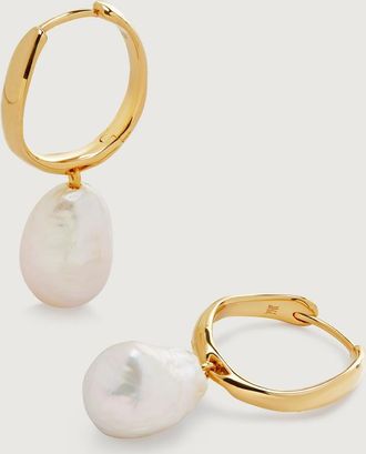 Monica Vinader Gold Nura Reef Baroque Pearl Large Hoop Earrings Pearl
