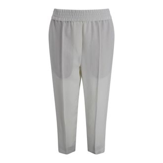 Brunello Cucinelli Brunello Cucinelli, Cropped Trousers, female, Beige, Size: M Baggy Pull-On Trousers