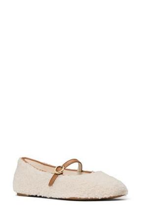 Kate Spade New York halo faux shearling mary jane flat in Natural at Nordstrom Rack, Size 5.5