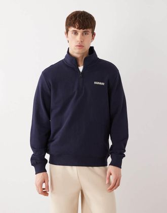 Napapijri zip corta blu navy con logo piccolo