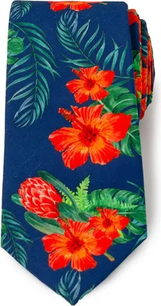 Cufflinks Inc. Tropical Hibiscus Silk Blend Tie in Navy at Nordstrom