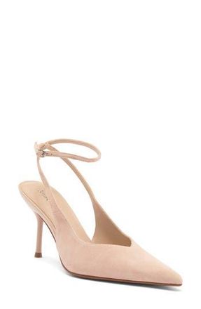 Jeffrey Campbell Executive Ankle Strap Pointed Toe Slingback Pump in Beige Suede at Nordstrom Rack, Size 6.5