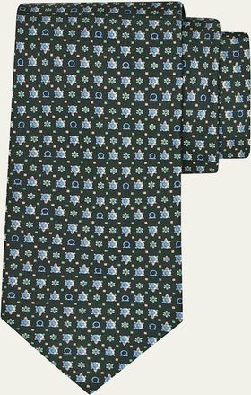 Ferragamo Mens Gancio Turtle-Print Tie