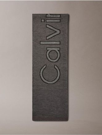 Calvin Klein Mens Statement Logo Birdseye Scarf - Green