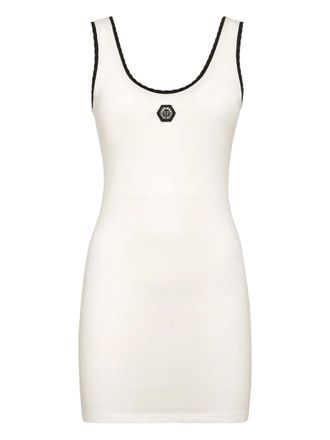 Philipp Plein stretch-cotton dress - women - Cotton/Elastane - L - White
