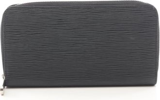 Louis Vuitton Black Leather Long Wallet (Bi-Fold) (Pre-Owned)