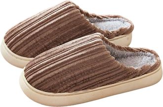 Generic Mens Womens Slippers Slip-On Plush Fleece Lining Couple House Slippers Memory Foam Warm Cozy Indoor Shoes Soft Sole Winter Casual Footwear size 5