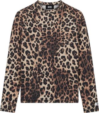 GCDS Wafel shirt met lange mouwen - Dames - Longsleeves - Bruin - M - Katoen - Tops