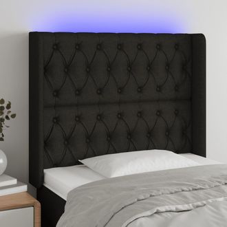 vidaXL Cabecero Con Led De Tela Negro 93x16x118/128 Cm Vidaxl