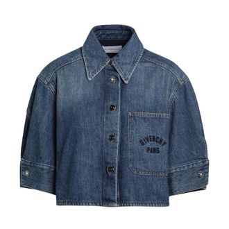 Givenchy Denim Shirts, female, Blue, Size: XS Cropped Cocoon Shirt