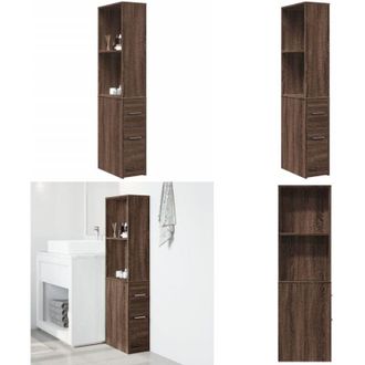 vidaXL Armadietto da Bagno Stretto con Ruote Rovere Marrone Truciolato - Armadietto da bagno con ruote - Armadietto da bagno stretto