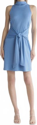 Vince Sleeveless Pima Cotton Wrap Tie Front T-Shirt Dress In Pool Blue
