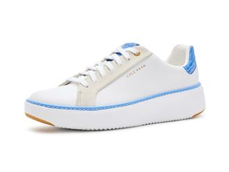 Cole Haan Grandpro Topspin Lightweight Womens Shoes White Leather/Azure Blue Crocodile Print Leather : 10.5 B - Medium