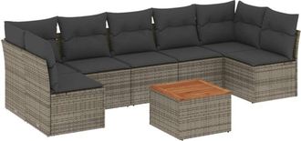vidaXL Vidaxl - Set De Sof&aacute;s De Jard&iacute;n 8 Pzas Y Cojines Rat&aacute;n Sint&eacute;tico Gris