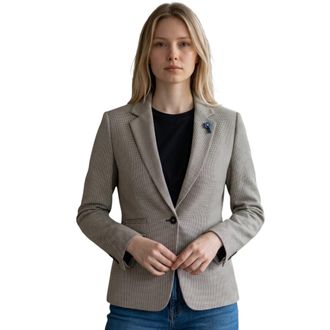 House of Cavani Womens Tweed Tailored Fit Blazer Wool Blend Formal Jacket - Kyoto
