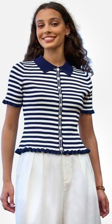 Yumi Nautical Striped Knitted Top in Navy at Nordstrom, Size Medium