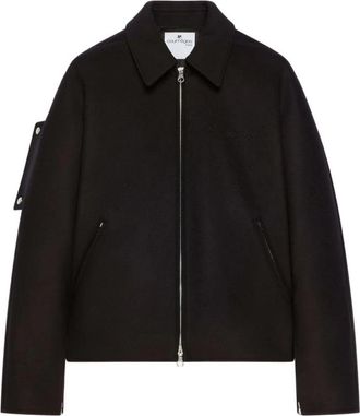 Courr&egrave;ges Geborduurde Wool Bomber Jacket - Heren - Zomerjassen - Zwart - XS - Wol - Jassen