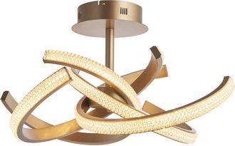 Loops Semi Flush Multi Arm Ceiling Light Fitting - Satin Gold & Clear Acrylic Detail