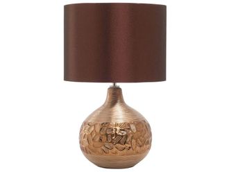 Beliani L&aacute;mpara de mesa porcelana marr&oacute;n