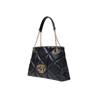 Love Moschino Womens Quilted Geometric Polyurethane Shoulder Bag Black