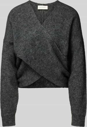 Moss Copenhagen Strickpullover in Wickel-Optik Modell Zinelle Hope in Anthrazit, Größe L/XL